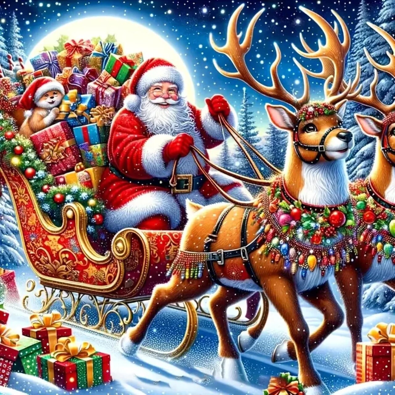 Christmas Diamond Art Kits for Adults - Santa Claus Diamond Painting Kits for Adults Beginner, DIY 5D Full Drill Gem Art for Home Wall Decor 14x14 inch